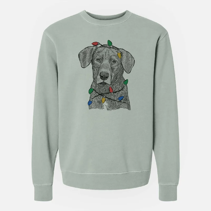 cozy workout hoodieChristmas Lights Tom the Lab Dane Mix - Unisex Pigment Dyed Crew Sweatshirt