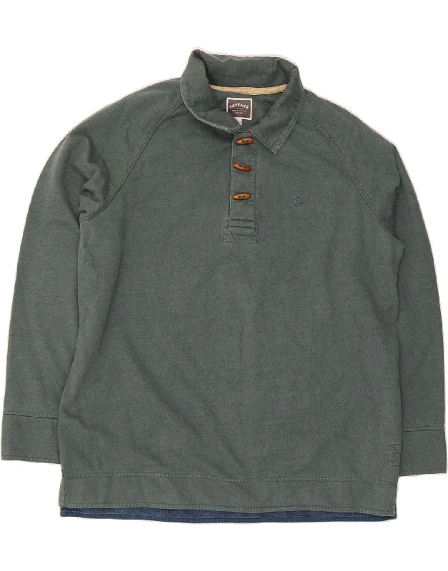 FAT FACE Mens Polo Neck Sweatshirt Jumper 2XL Grey Cotton