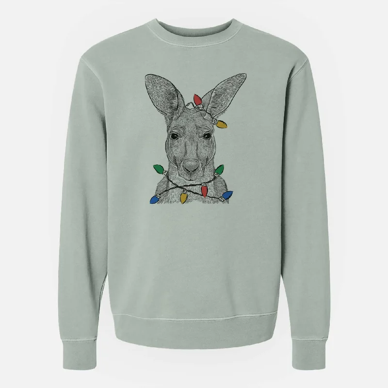 chic fitness hoodieChristmas Lights Roger the Red Kangaroo - Unisex Pigment Dyed Crew Sweatshirt