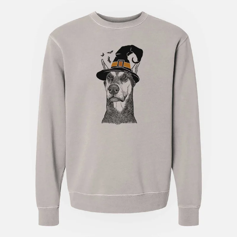 trendy gym wear hoodieWitch Zeus the Doberman Pinscher - Unisex Pigment Dyed Crew Sweatshirt