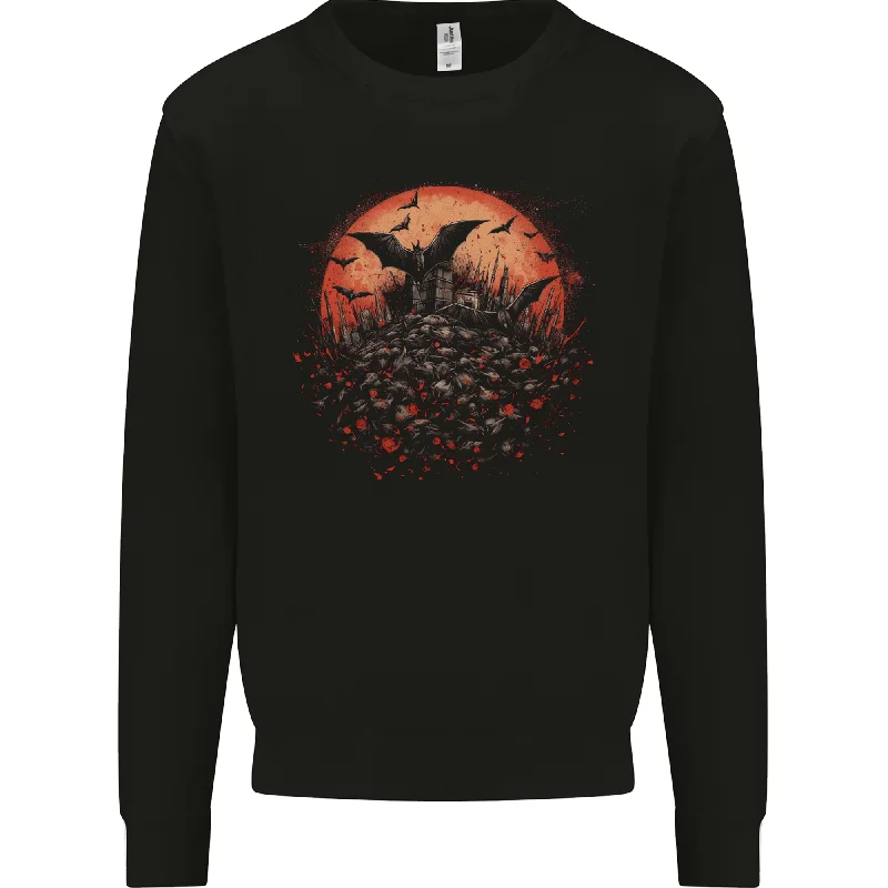 fitness lifestyle hoodieBat Apocalypse Red Moon Halloween Mens Sweatshirt Jumper