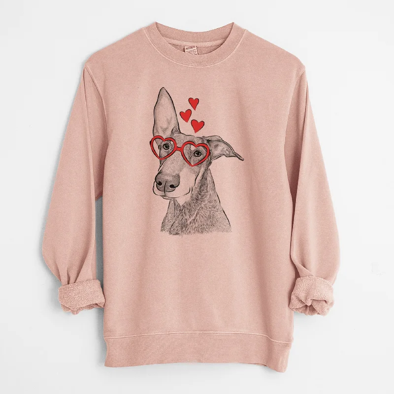 bold workout sweatshirtValentine Kain the Doberman Pinscher - Unisex Pigment Dyed Crew Sweatshirt