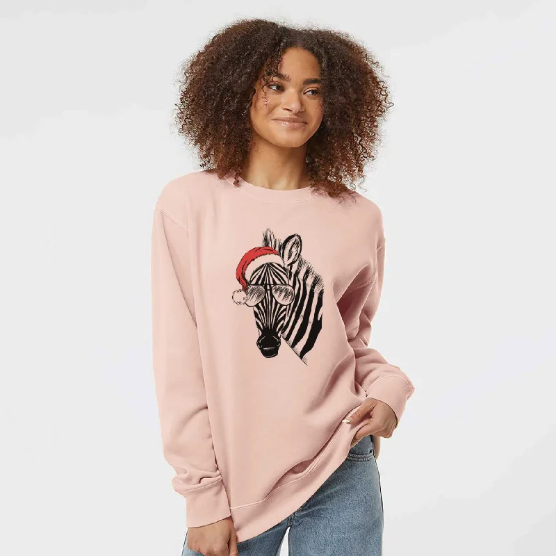 retro sports hoodieSanta Zed the Zebra - Unisex Pigment Dyed Crew Sweatshirt