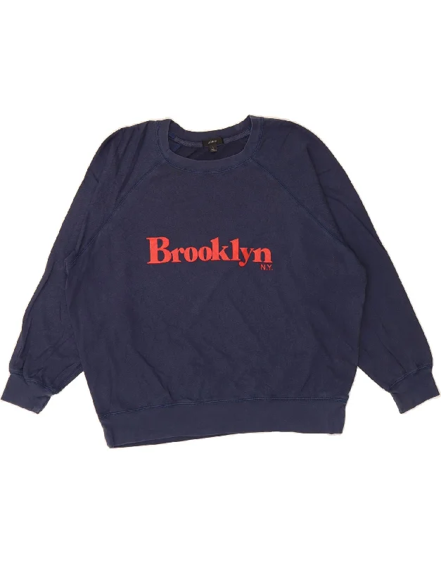 J. CREW Womens Brooklyn Oversized Sweatshirt Jumper UK 16 Large Navy Blue