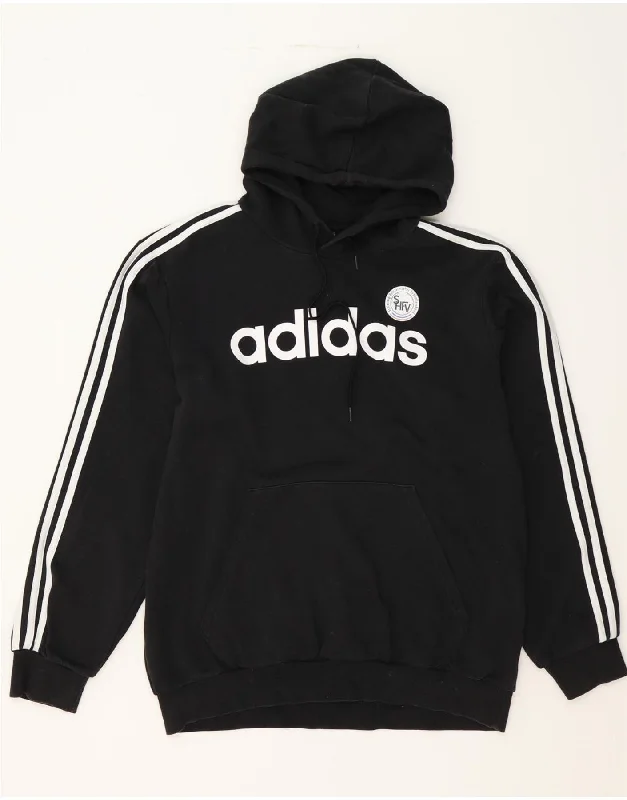 ADIDAS Mens Graphic Hoodie Jumper Large Black Cotton