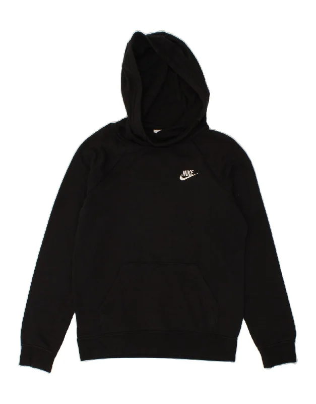 NIKE Womens Oversized Hoodie Jumper UK 6 XS Black Cotton