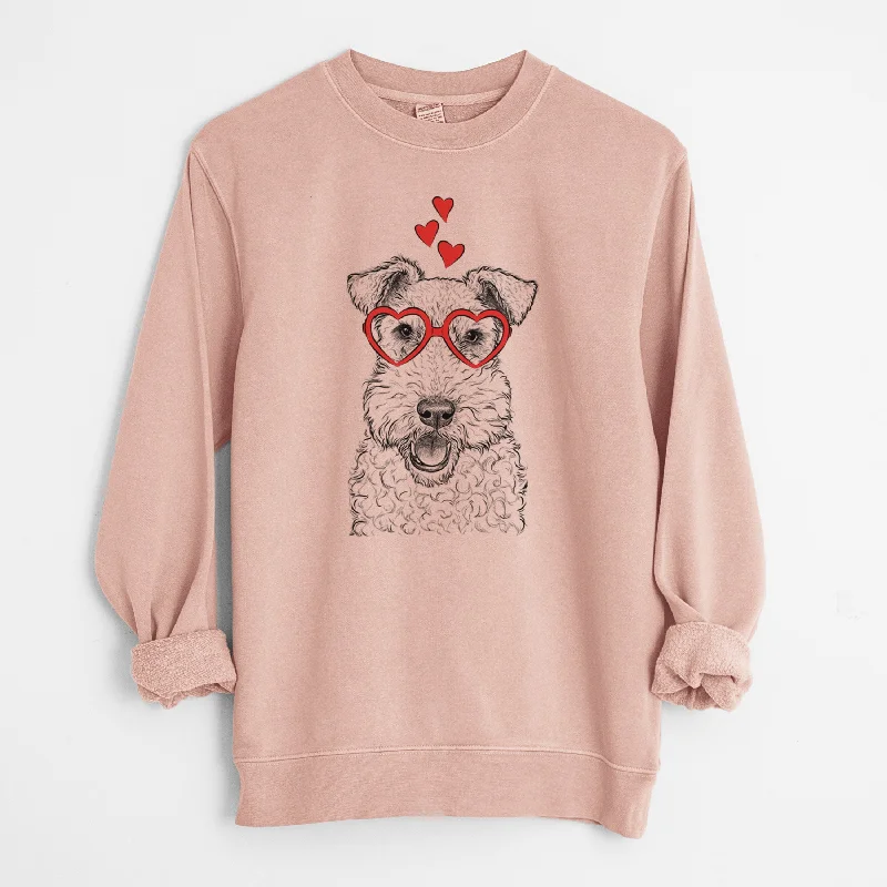 oversized sports sweatshirtValentine Ted the Wire Fox Terrier - Unisex Pigment Dyed Crew Sweatshirt