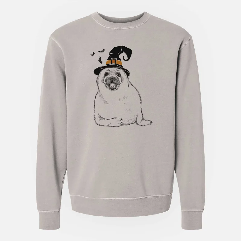 modern athletic hoodieWitch Bub the Harp Seal - Unisex Pigment Dyed Crew Sweatshirt