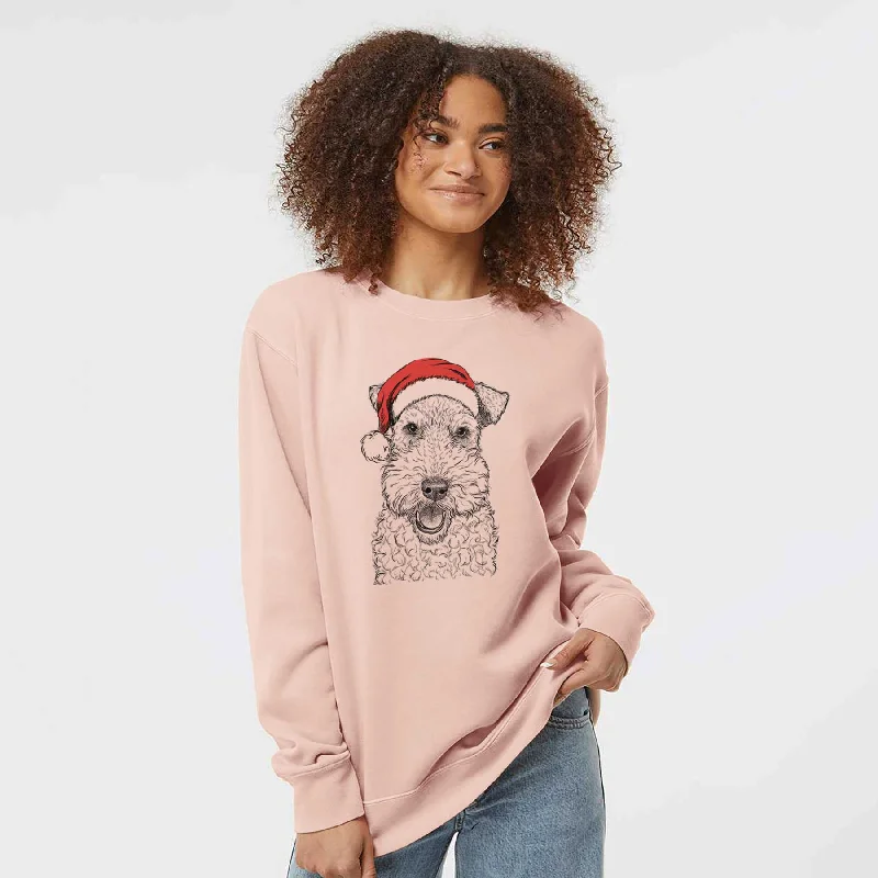 smooth fit athletic sweatshirtSanta Ted the Wire Fox Terrier - Unisex Pigment Dyed Crew Sweatshirt