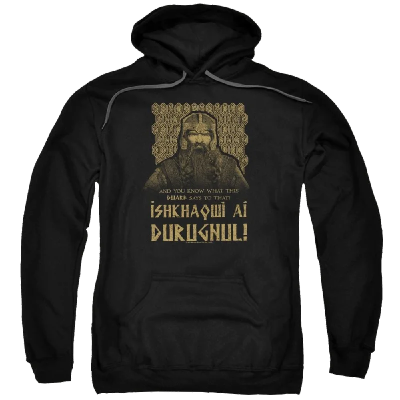 zip-up hoodie for gymLord of the Rings Ishkhaqwi Durugnul Pullover Hoodie