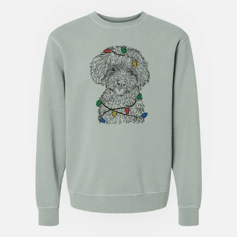 fitted workout hoodieChristmas Lights Satsu the Micro Teacup Poodle - Unisex Pigment Dyed Crew Sweatshirt