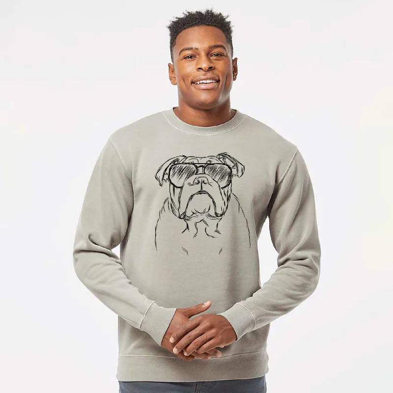 fashion sportswear hoodieAviator Winston the English Bulldog - Unisex Pigment Dyed Crew Sweatshirt