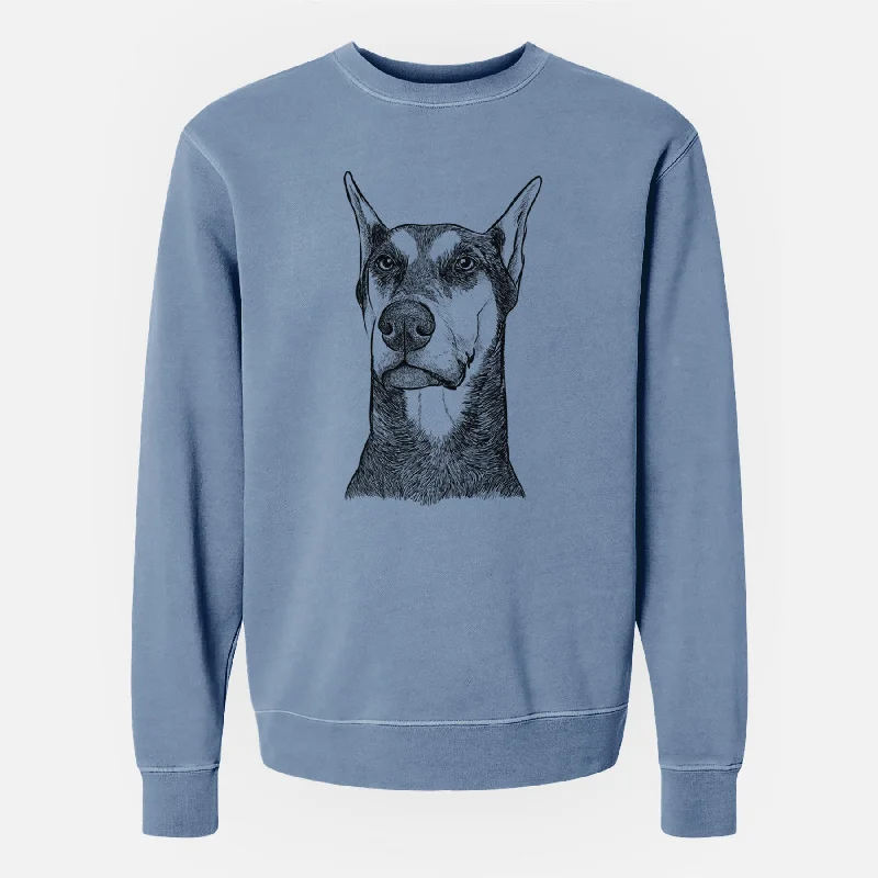 breathable gym hoodieBare Zeus the Doberman Pinscher - Unisex Pigment Dyed Crew Sweatshirt