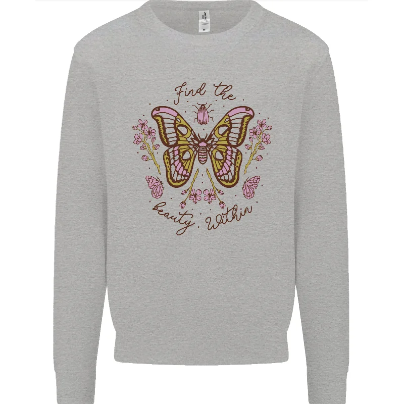 sleek gym hoodieBeauty Within Butterfly Butterflies Mens Sweatshirt Jumper