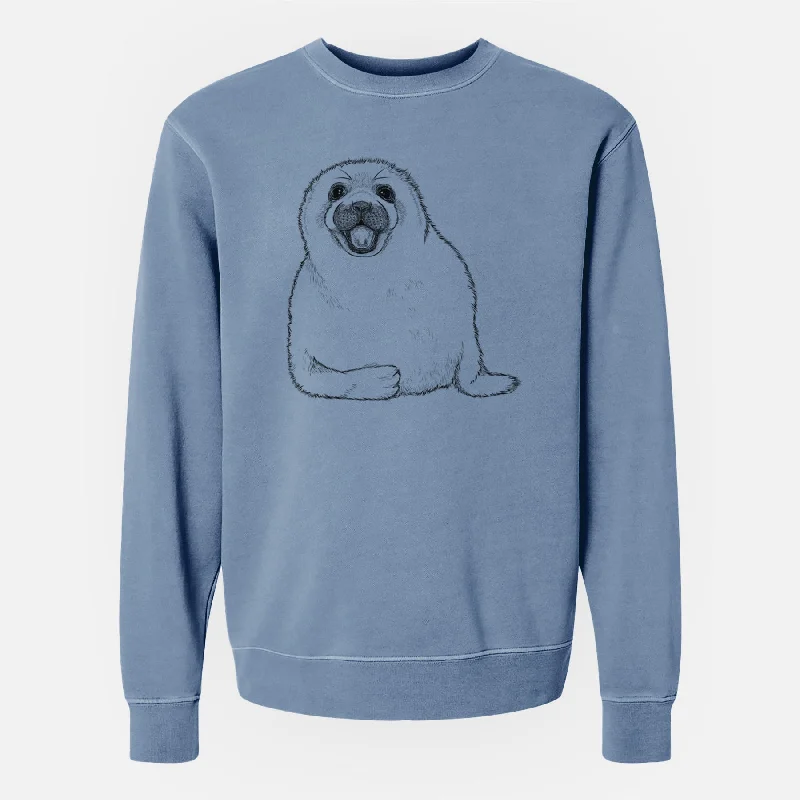 minimalistic workout hoodieBare Bub the Harp Seal - Unisex Pigment Dyed Crew Sweatshirt