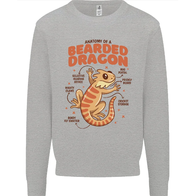 trendy fitness sweatshirtBearded Dragon Anatomy Lizards, Reptiles, Mens Sweatshirt Jumper