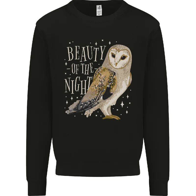 stylish athletic hoodieBeauty of the Night Owl Birds of Prey Mens Sweatshirt Jumper