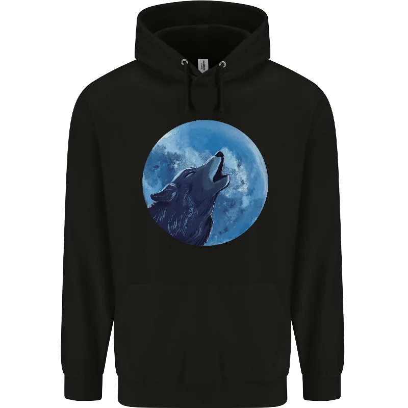 comfy hoodieA Howling Wolf Full Moon Werewolves Mens 80% Cotton Hoodie