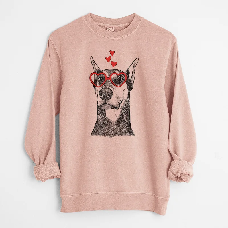 minimalistic workout hoodieValentine Zeus the Doberman Pinscher - Unisex Pigment Dyed Crew Sweatshirt