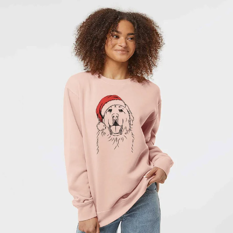 sporty casual hoodieSanta Zeus the Great Pyrenees - Unisex Pigment Dyed Crew Sweatshirt