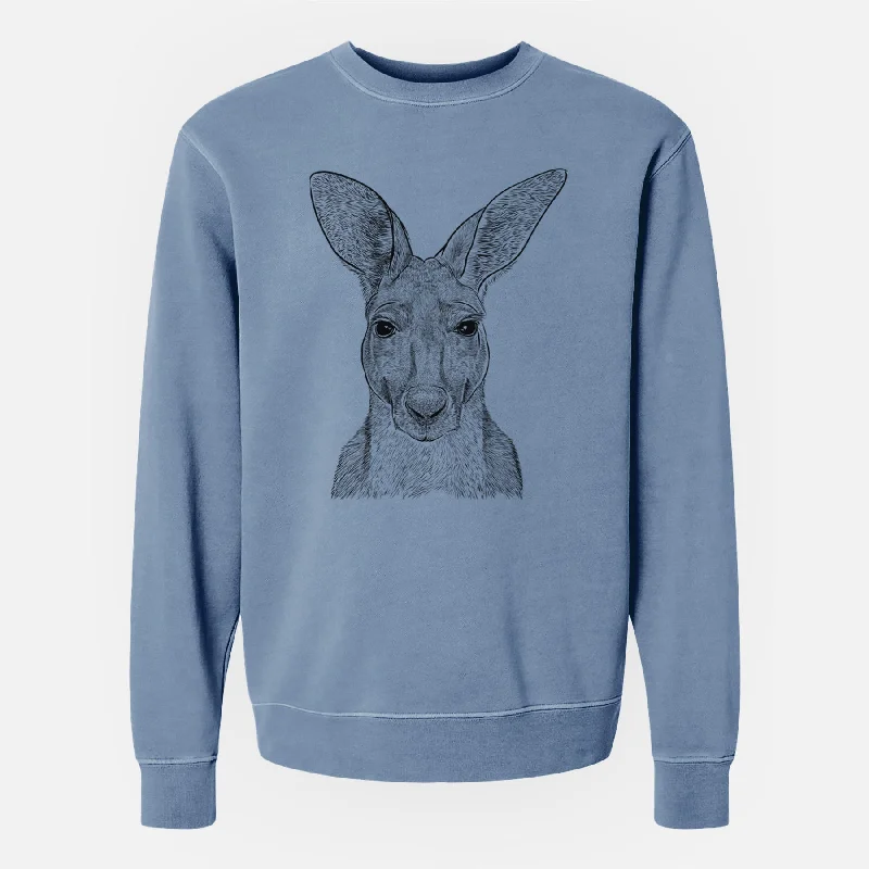 sleek gym hoodieBare Roger the Red Kangaroo - Unisex Pigment Dyed Crew Sweatshirt