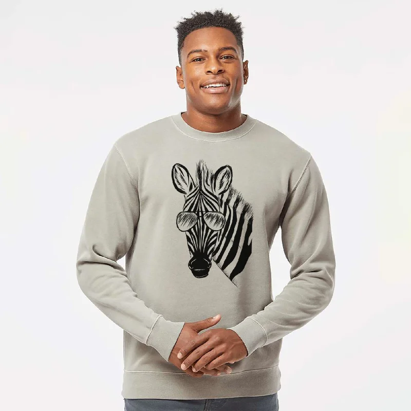 graphic gym sweatshirtAviator Zed the Zebra - Unisex Pigment Dyed Crew Sweatshirt