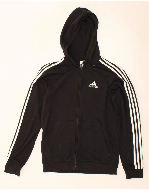 ADIDAS Mens Zip Hoodie Sweater Small Black Cotton