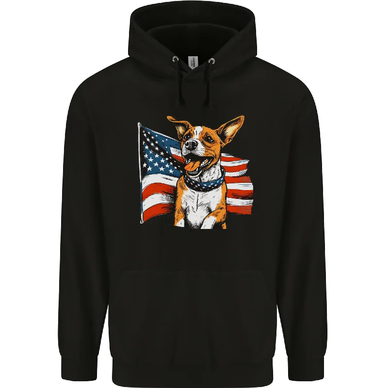 oversized hoodie with drawstringsA Jack Russell With USA Flag America Dog Mens 80% Cotton Hoodie