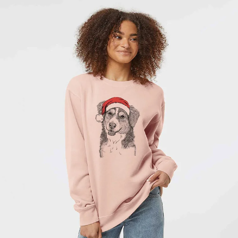 soft athletic sweatshirtSanta Molly the Miniature Bernedoodle - Unisex Pigment Dyed Crew Sweatshirt