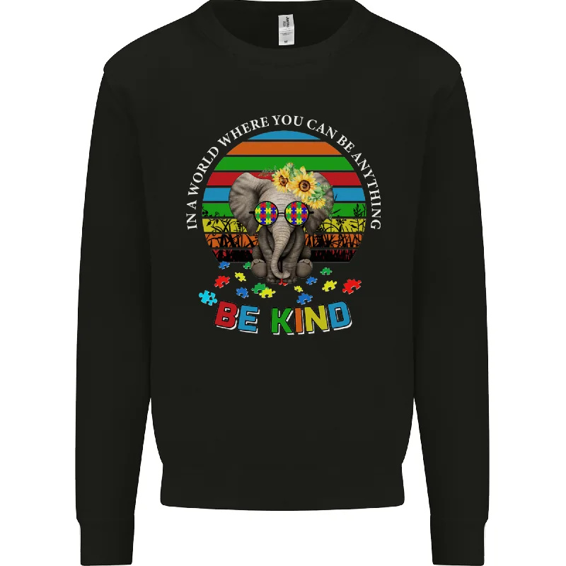 oversized gym sweatshirtBe Kind Elephant Autism Autistic Mens Sweatshirt Jumper