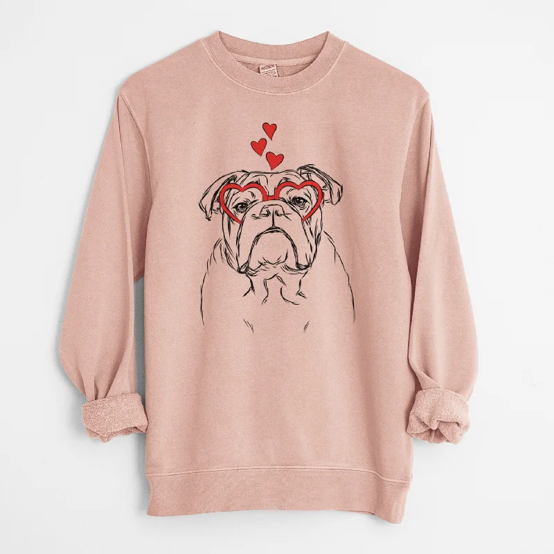 trendy sports sweatshirtValentine Winston the English Bulldog - Unisex Pigment Dyed Crew Sweatshirt