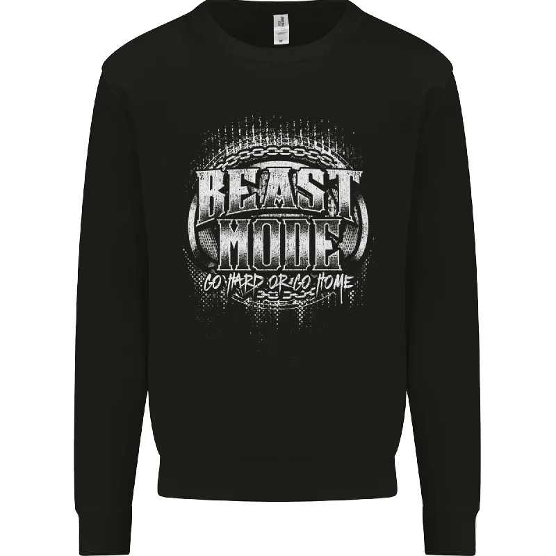 cool activewear hoodieBeast Mode Go Hard Gym Training Top MMA Mens Sweatshirt Jumper