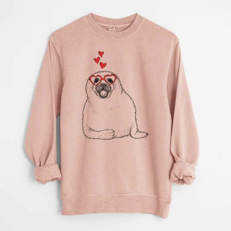 cozy gym sweatshirtValentine Bub the Harp Seal - Unisex Pigment Dyed Crew Sweatshirt