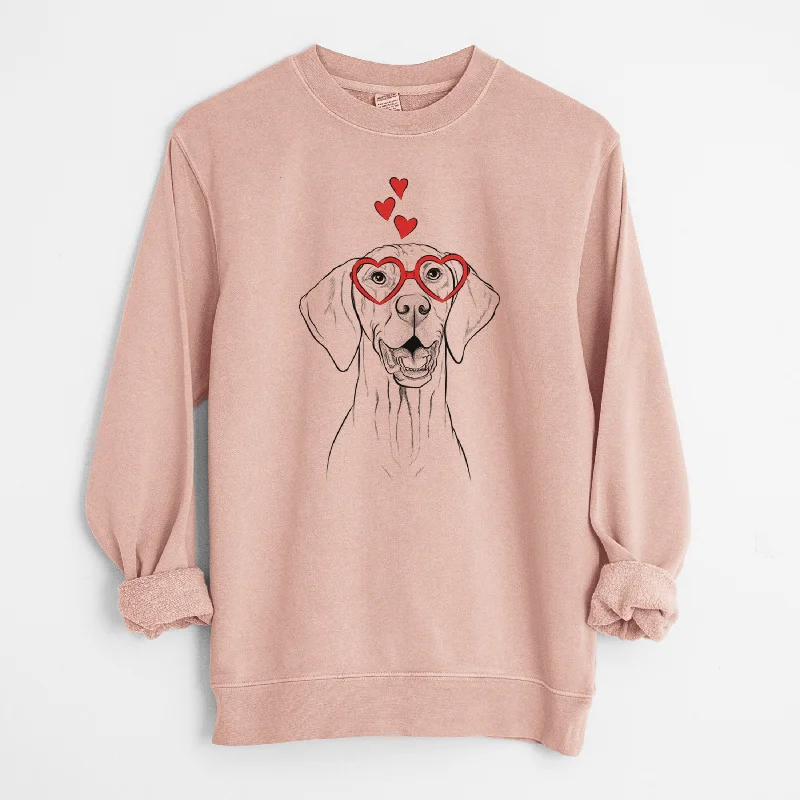 minimalist gym sweatshirtValentine Wesley the Vizsla - Unisex Pigment Dyed Crew Sweatshirt