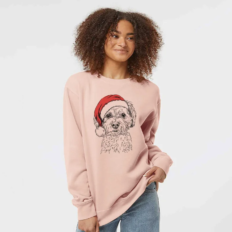 fitted workout hoodieSanta Wyatt the Coton de Tulear - Unisex Pigment Dyed Crew Sweatshirt