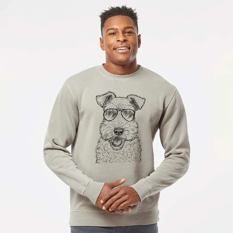 fashionable gym hoodieAviator Ted the Wire Fox Terrier - Unisex Pigment Dyed Crew Sweatshirt