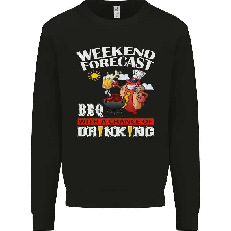 athletic streetwear sweatshirtBBQ Weekend Forecast BBQing Alcohol Beer Mens Sweatshirt Jumper