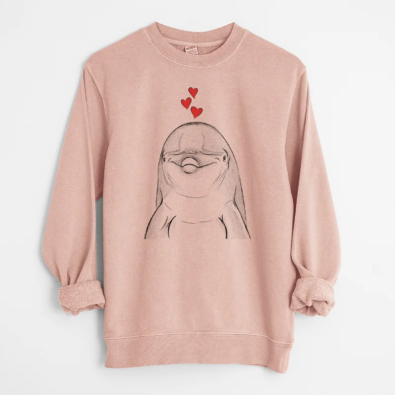 cozy workout hoodieValentine Dave the Dolphin - Unisex Pigment Dyed Crew Sweatshirt