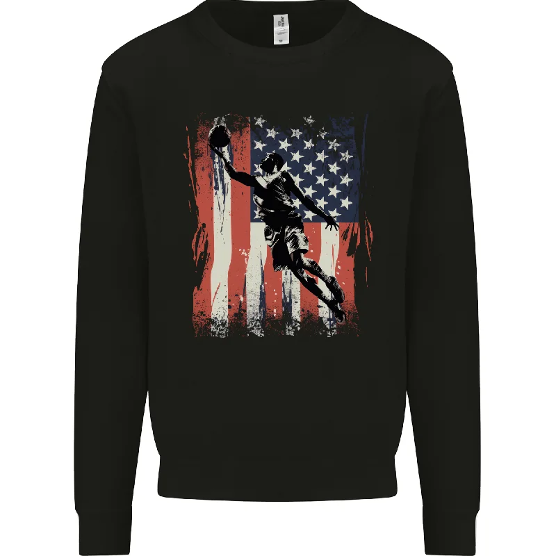 fashionable fitness sweatshirtBasketball Player Flag USA America Mens Sweatshirt Jumper