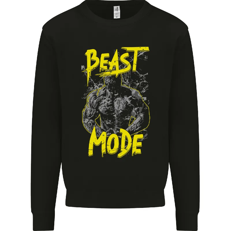 relaxed fit sports hoodieBeast Mode Gym Training Top Workout Mens Sweatshirt Jumper