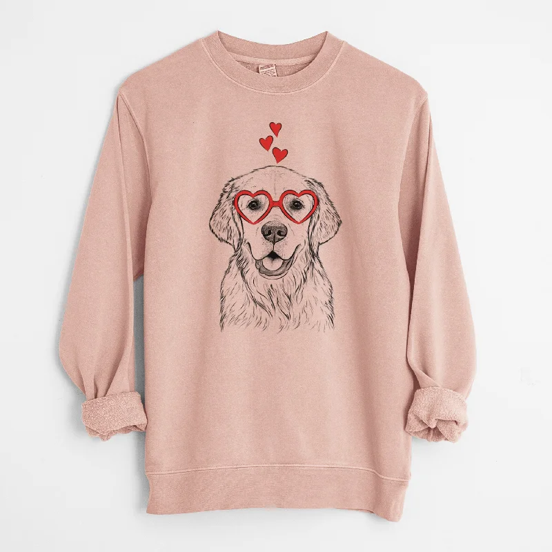 stylish sports hoodieValentine Emma the Golden Retriever - Unisex Pigment Dyed Crew Sweatshirt