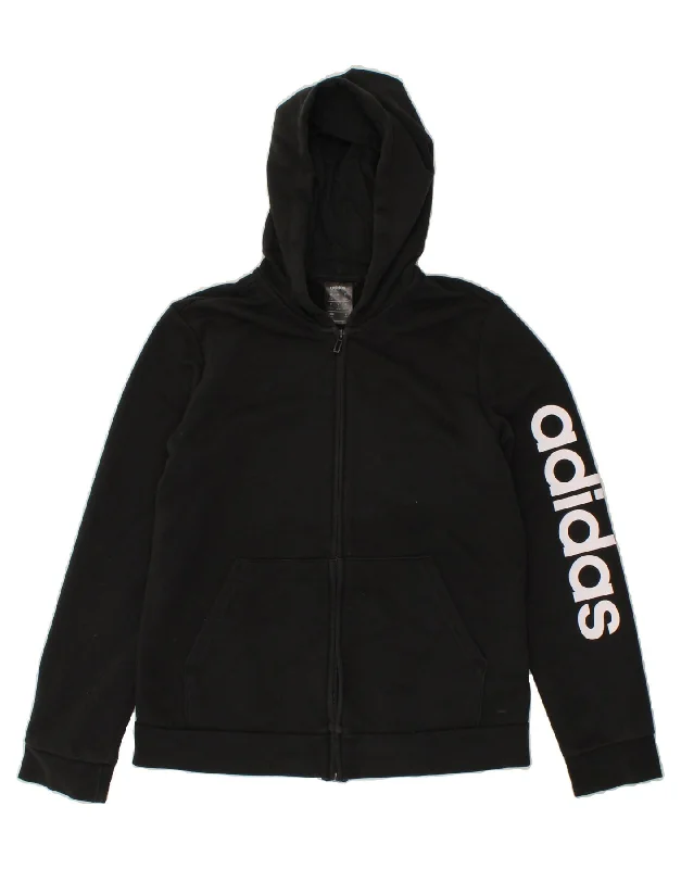 ADIDAS Womens Graphic Zip Hoodie Sweater UK 16/18 Large Black