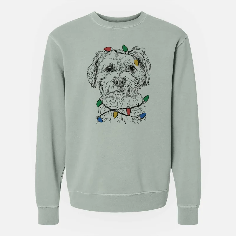 classic gym sweatshirtChristmas Lights Wyatt the Coton de Tulear - Unisex Pigment Dyed Crew Sweatshirt