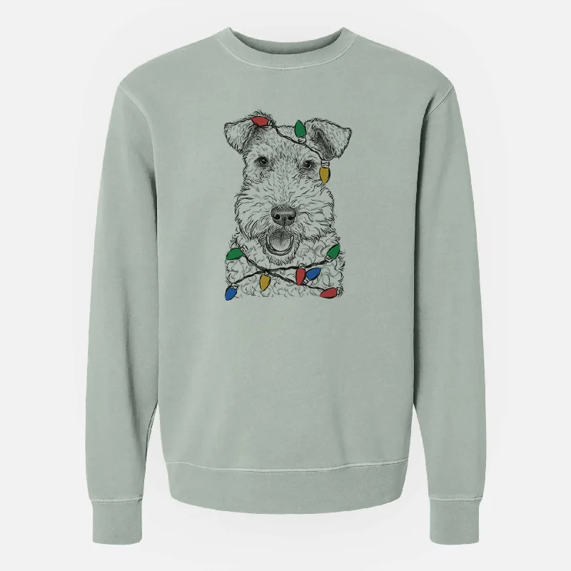 pullover workout hoodieChristmas Lights Ted the Wire Fox Terrier - Unisex Pigment Dyed Crew Sweatshirt