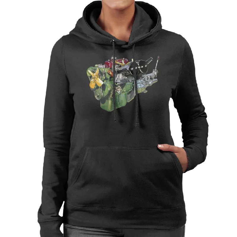 cozy pullover hoodieAustin Healey Engine British Motor Heritage Women's Hooded Sweatshirt