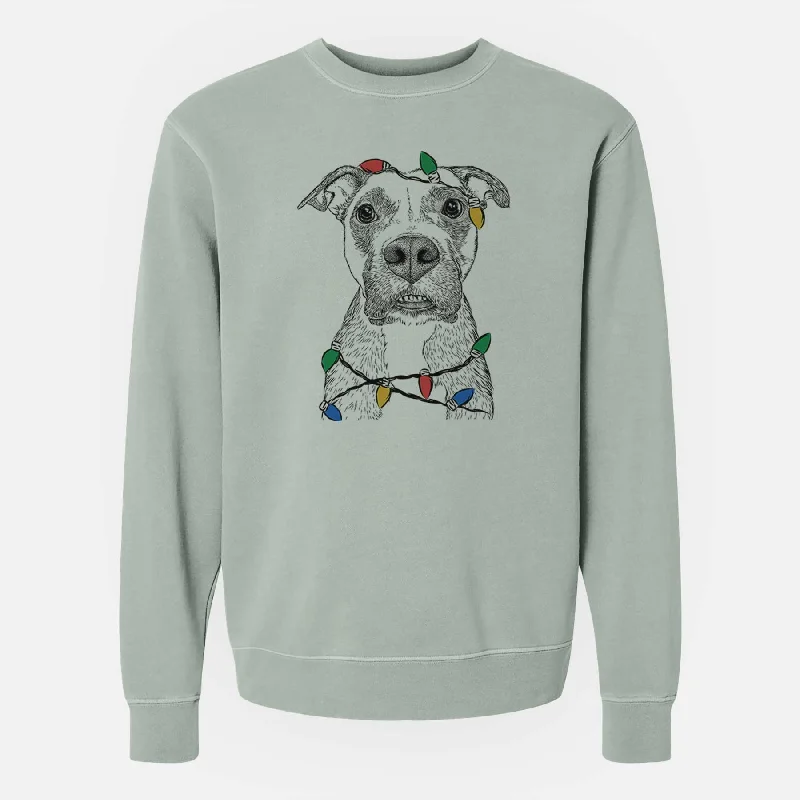 sleek sports hoodieChristmas Lights Xena the Mixed Breed - Unisex Pigment Dyed Crew Sweatshirt