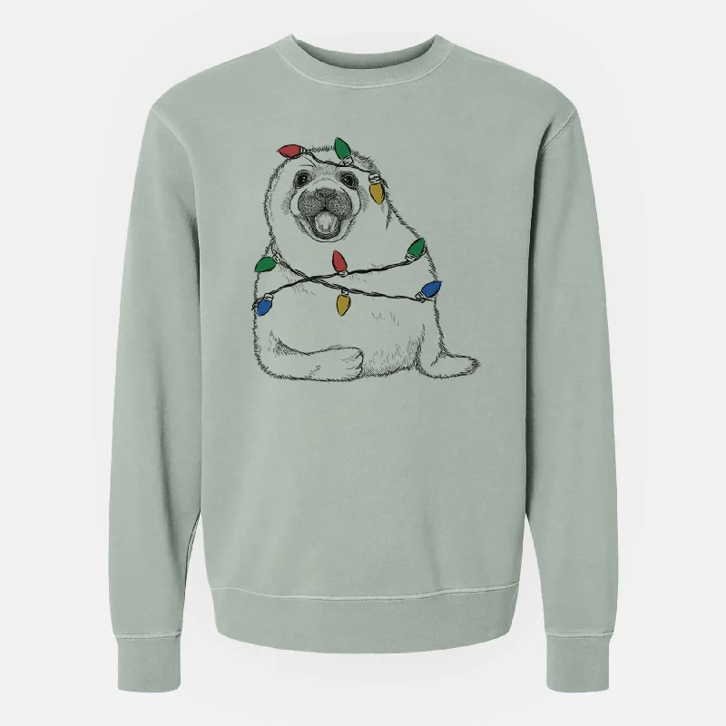 lightweight fitness hoodieChristmas Lights Bub the Harp Seal - Unisex Pigment Dyed Crew Sweatshirt