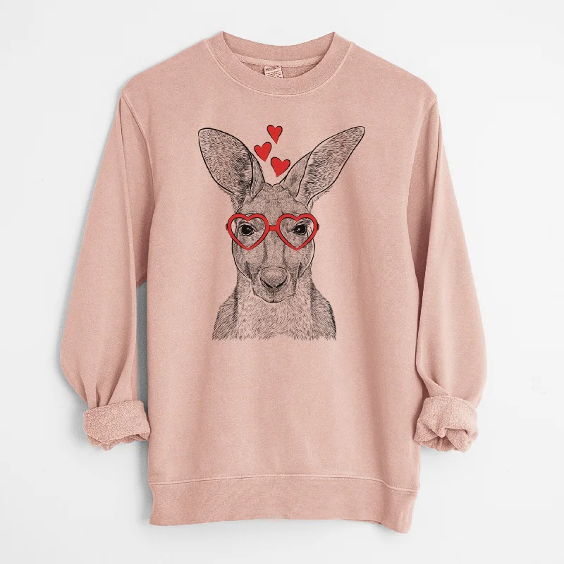 stylish athletic hoodieValentine Roger the Red Kangaroo - Unisex Pigment Dyed Crew Sweatshirt