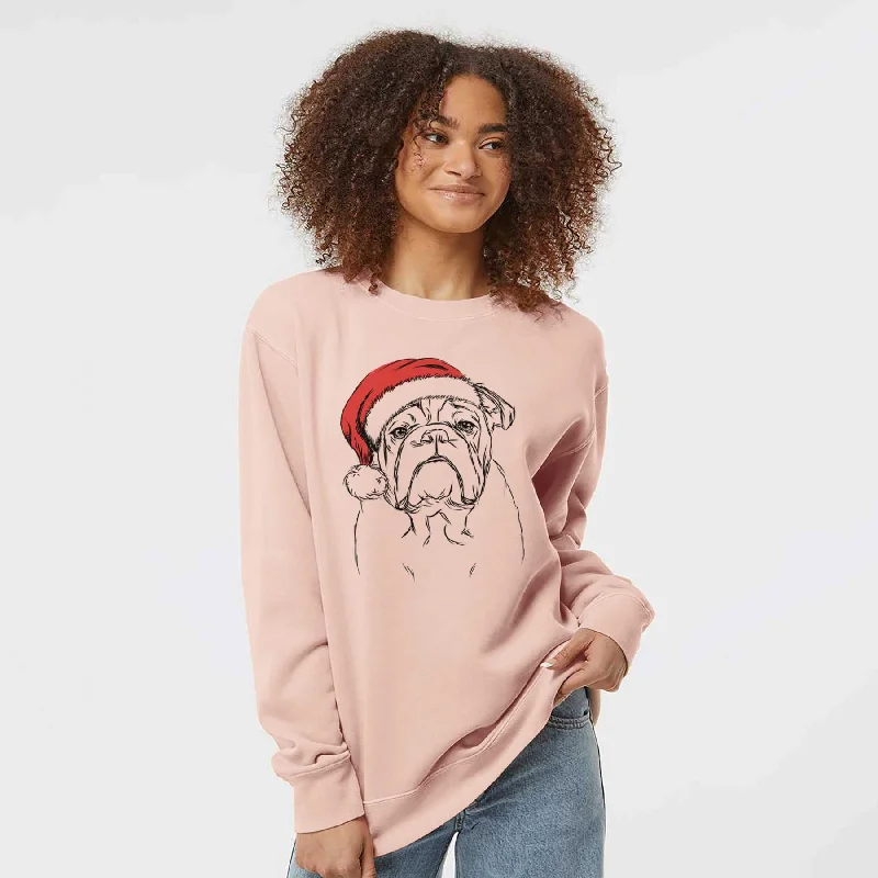 comfy workout sweatshirtSanta Winston the English Bulldog - Unisex Pigment Dyed Crew Sweatshirt