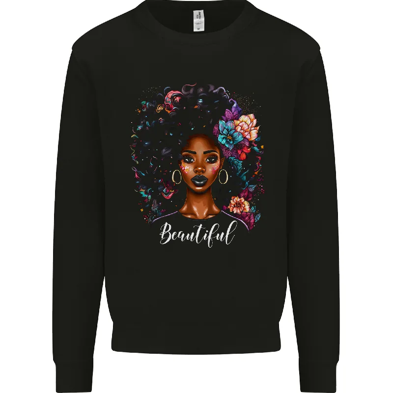 minimaBeautiful African Black Woman Mens Sweatshirt Jumper